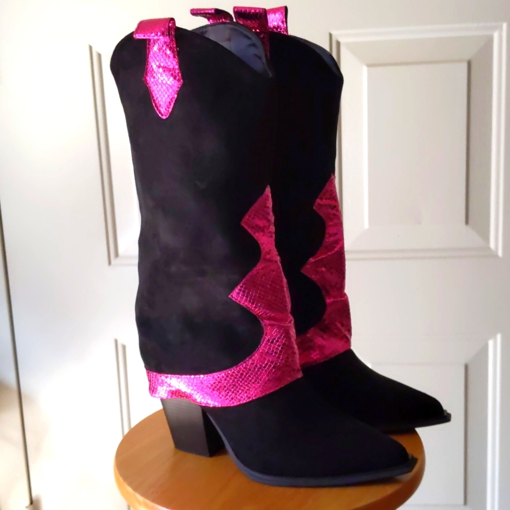 NEW w/o tags contrast fold over Western boots sz 9 CUTE